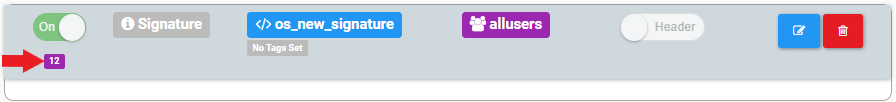 A route switched On that assigns os_new_signature to allusers, with the priority number 12 under the toggle