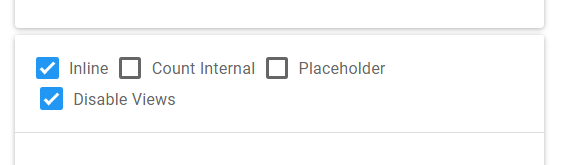 Banner settings with the Inline and Disable Views boxes checked, and Count Internal and Placeholder unchecked